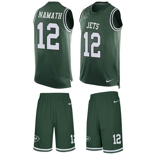 Nike Jets #12 Joe Namath Green Team Color Men's Stitched NFL Limited Tank Top Suit Jersey - Click Image to Close